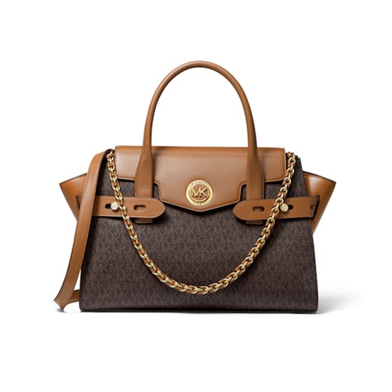 Carmen Small Logo and Leather Belted Satchel