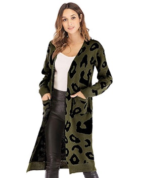 BTFBM Long Leopard Cardigan