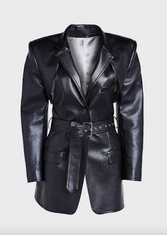 Faux-Leather Blazer with Detachable Apron