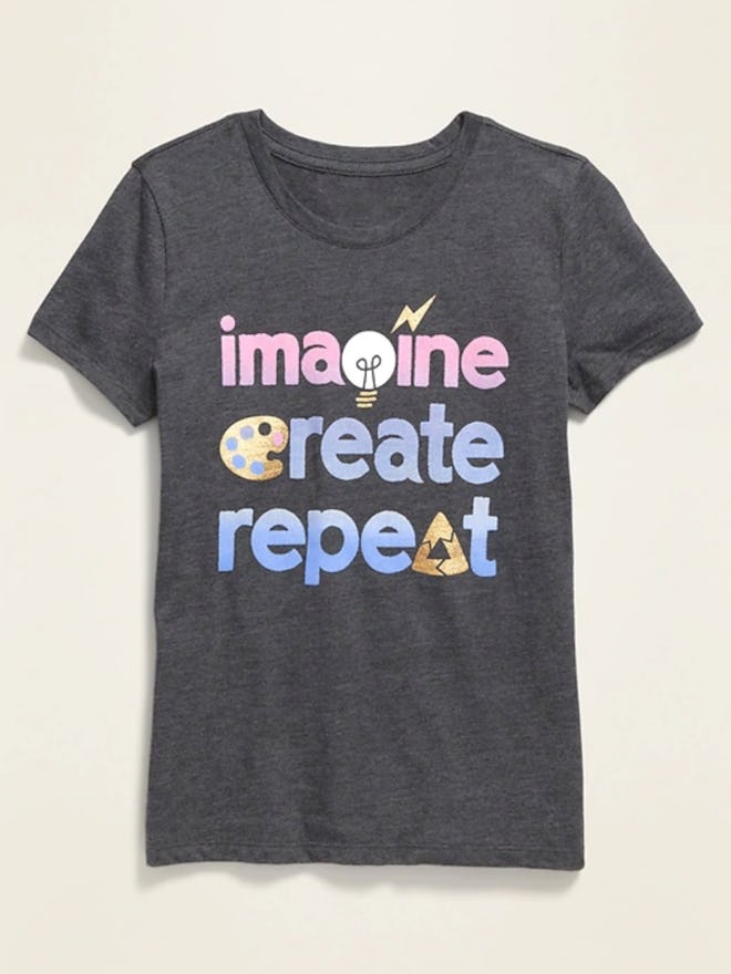 Graphic Crew-Neck Tee for Girls - Imagine, Create, Repeat