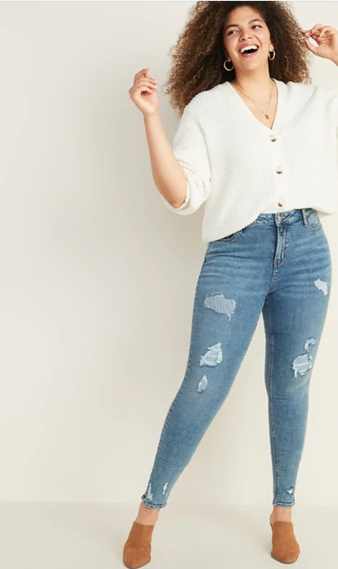 High-Waisted Distressed Rockstar Super Skinny Jeans for Women