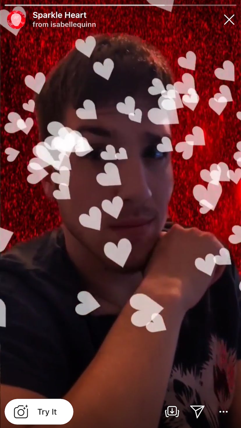This Valentine's Day AR filter lets you simulate falling sequins and hearts. 