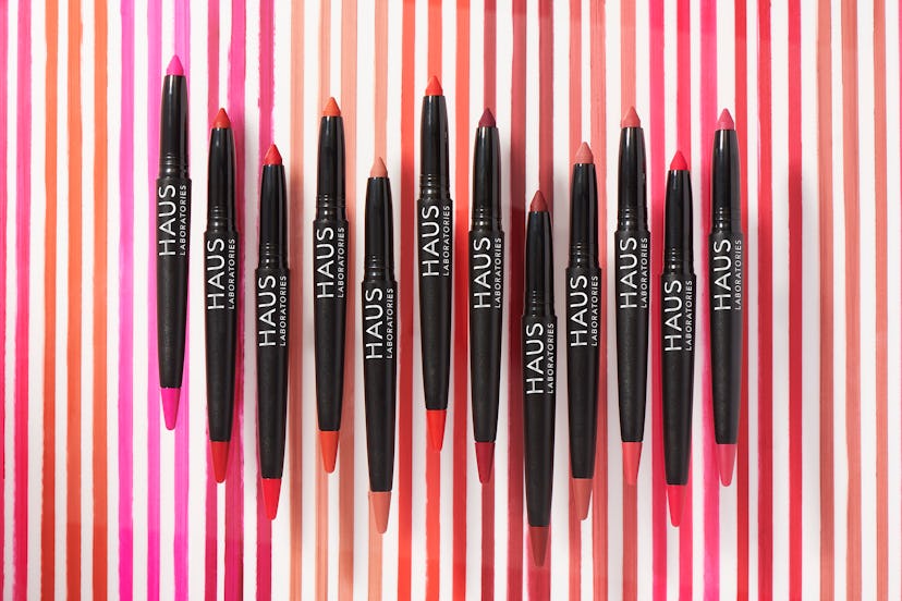 Haus Labs lip crayons featured bold, bright tones. 