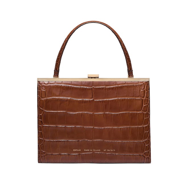 “Vintage” Clasp Bag “Glossy Caramel Crocodile”