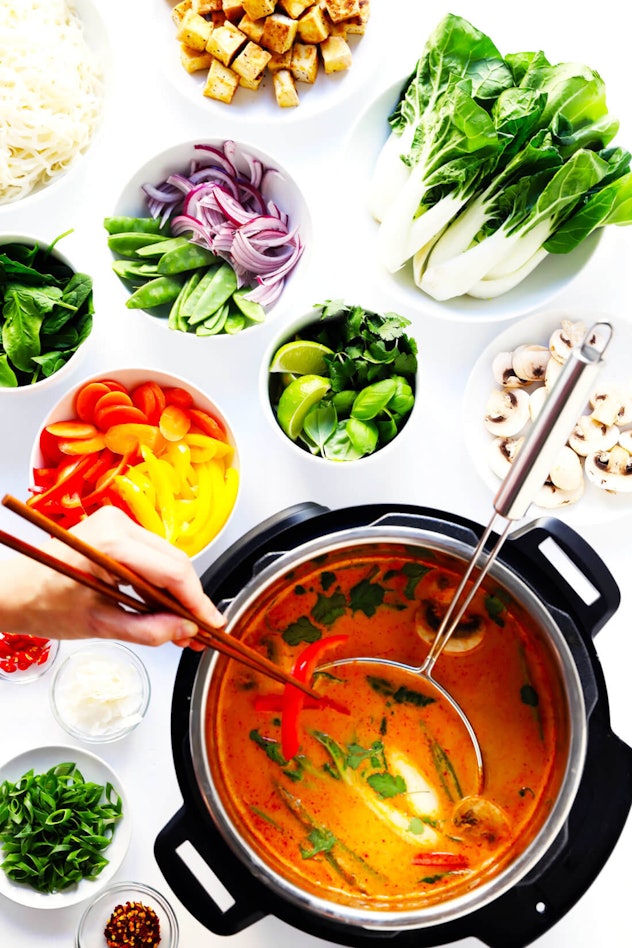 Instant Pot recipes for Valentine's Day, easy thai curry hot pot instant pot