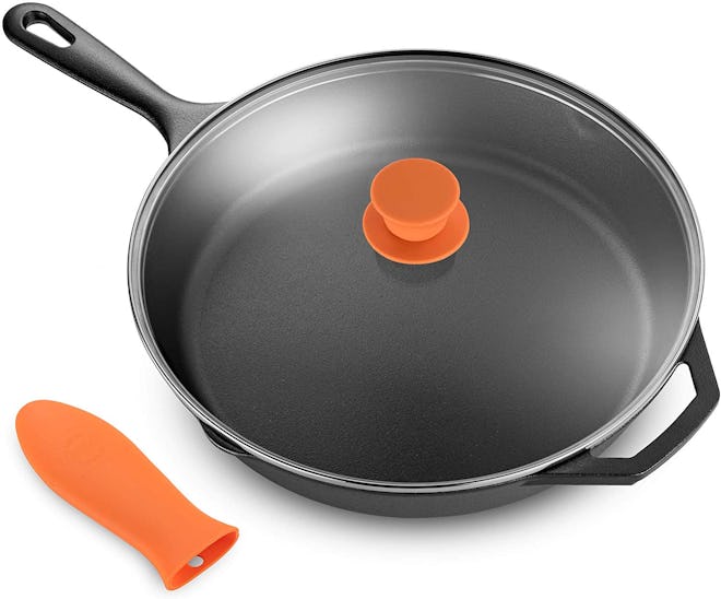 Legend 12-Inch Cast Iron Skillet with Glass Lid & Silicone Handle