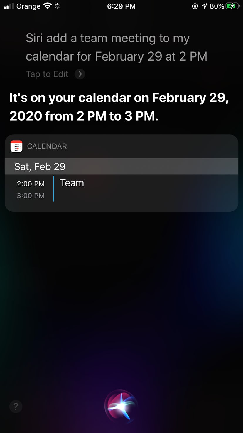 You can add calendar events through Siri. 