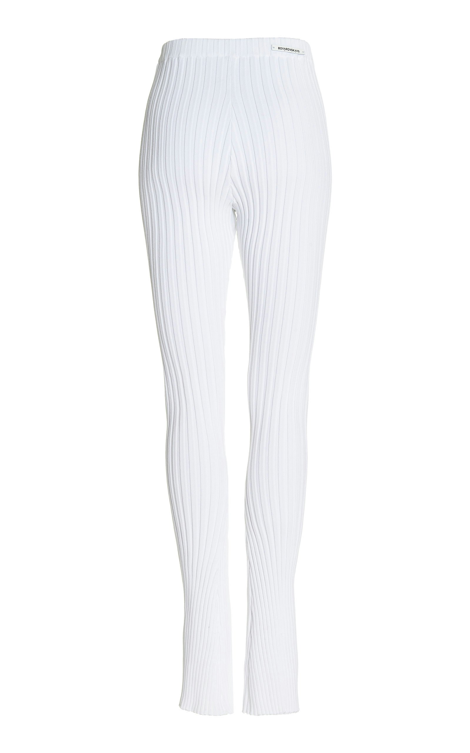 white ribbed leggings