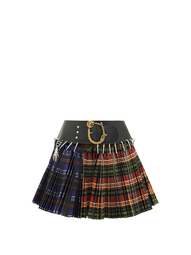 Pleated Tartan-Check Wool-Blend Mini skirt