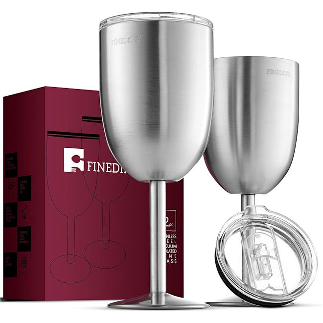 FineDine Stainless Steel Wine Glasses (Set Of 2)