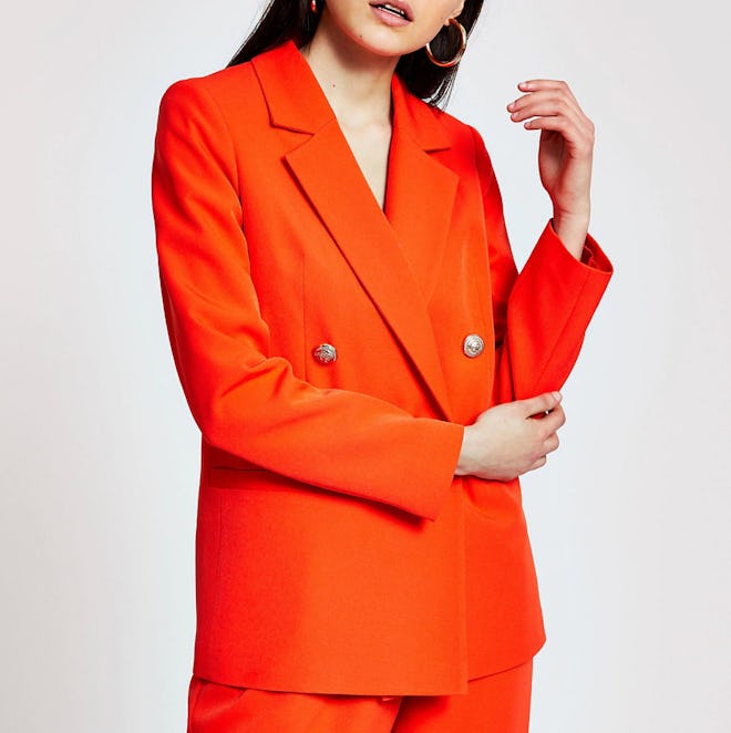 Orange Double Breasted Blazer