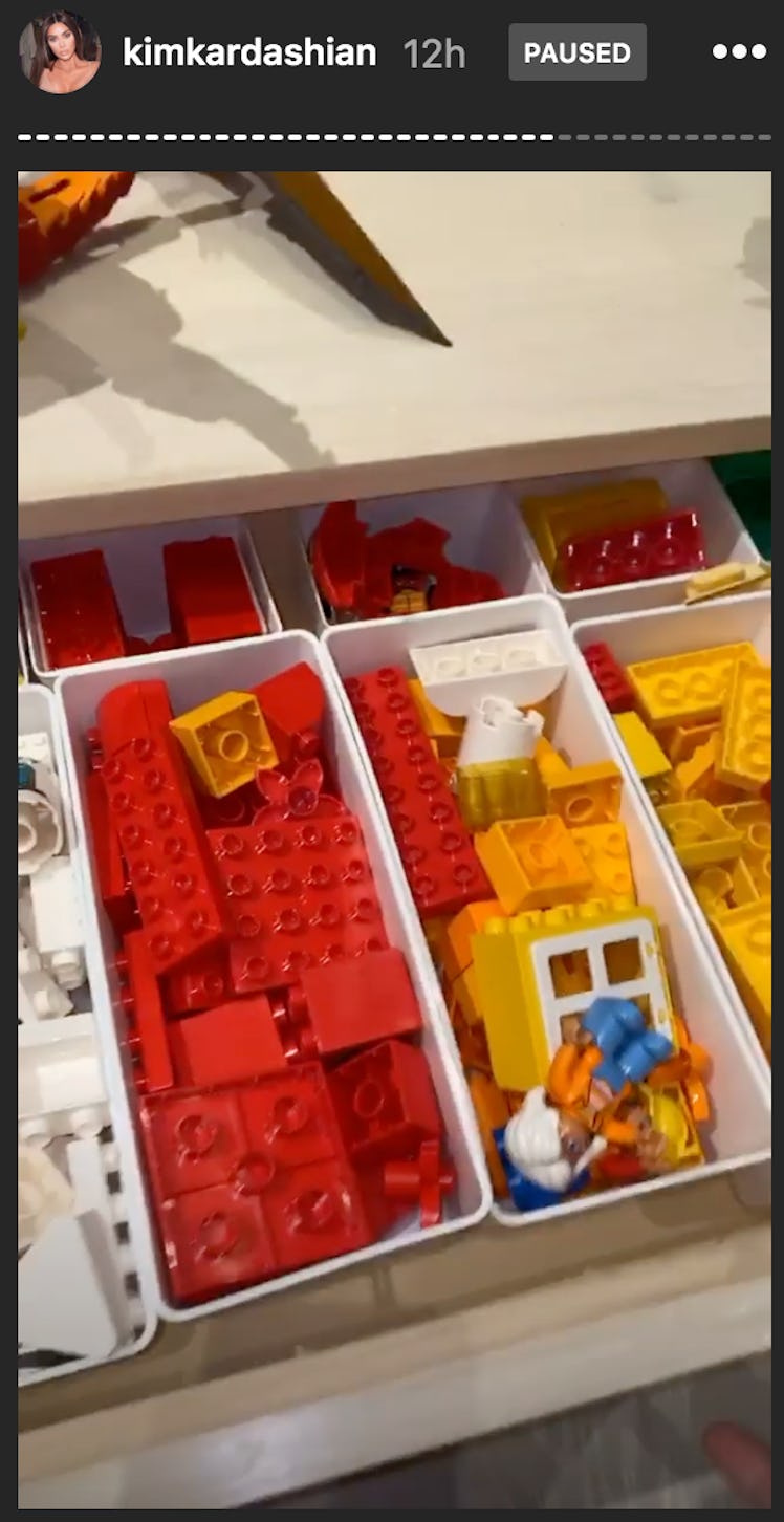 Kardashian's kids enjoy playing with color coordinated legos. 