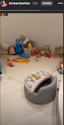 Kim Kardashian's youngest son, Psalm, has his own corner with baby toys. 