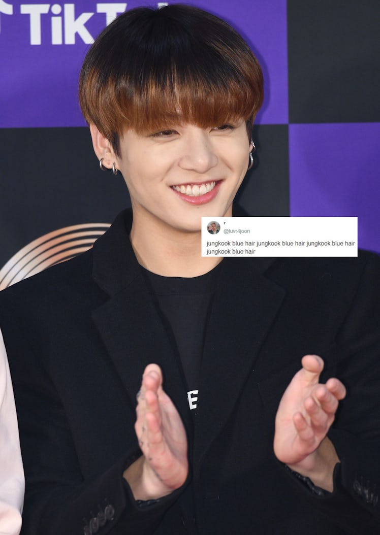 BTS' Jungkook's new blue highlights are all the BTS ARMY is talking about right now.