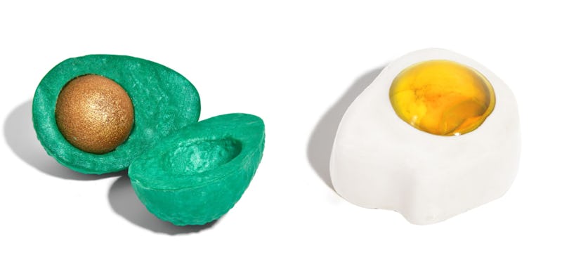 Lush's spring launches include an avocado bubble bar and egg shower jelly. 