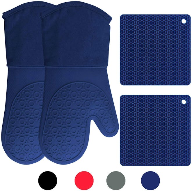 HOMWE Silicone Oven Mitts And Potholder Set