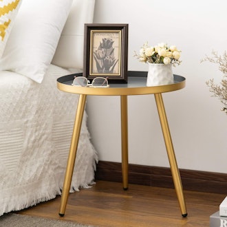 Gold & Gray Round Side Table by Aojezor