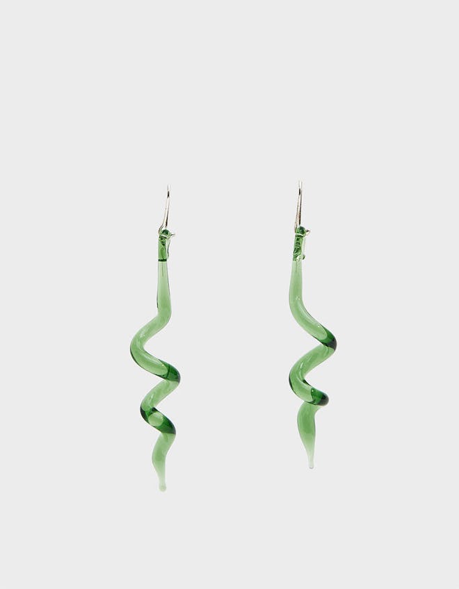 Twist Glass Earrings in Green