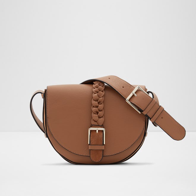 Saddle Crossbody In Cashew Suede & Leather