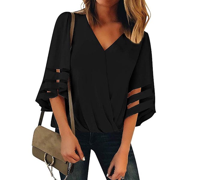 LookbookStore Mesh Panel Blouse