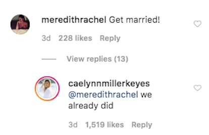 Did Caelynn Miller-Keyes and Dean Unglert get married? IG comments seem to suggest so.