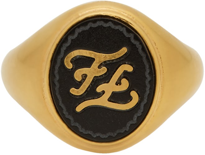 Gold Karligraphy Signet Ring