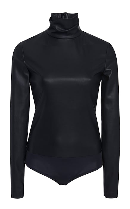 Faux Leather Turtleneck Bodysuit