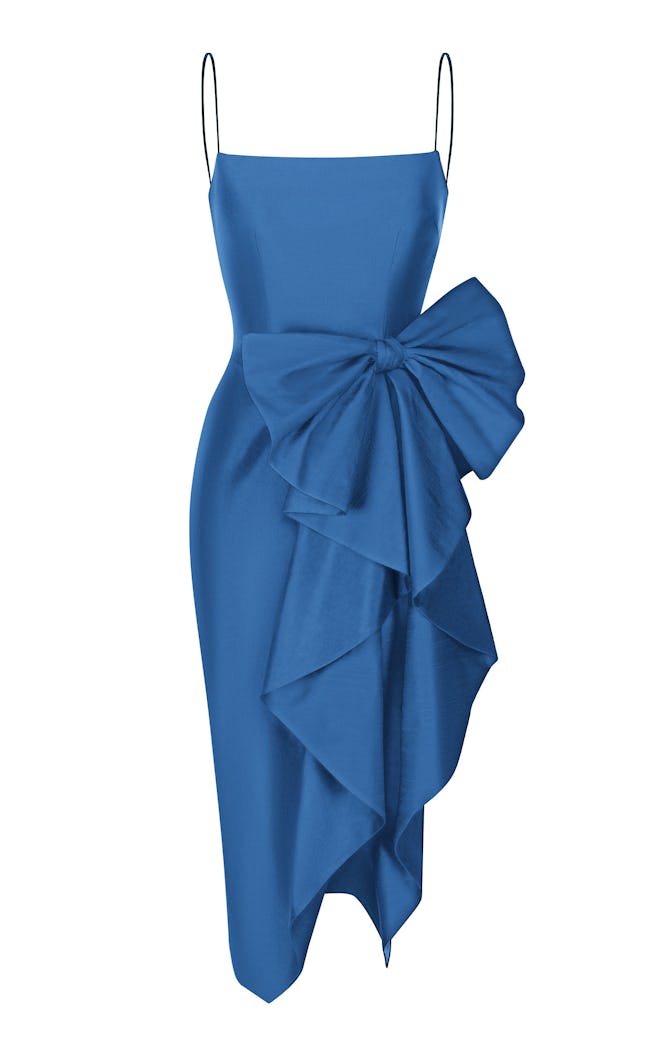 Draped Bow Midi Dress