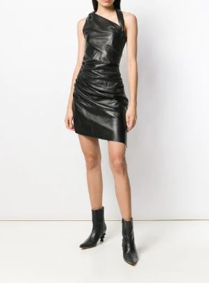 Linda Asymmetric Leather Dress