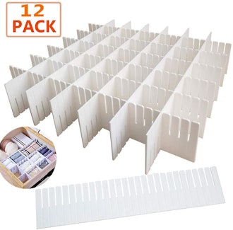 OJYUDD Plastic Grid Drawer Dividers (12 Pieces)