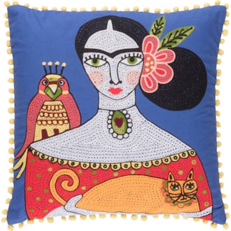 Frida Kahlo and Orange Cat Cushion