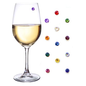 Simply Charmed Swarovski Crystal Magnetic Wine Glass Charms (Set of 12)