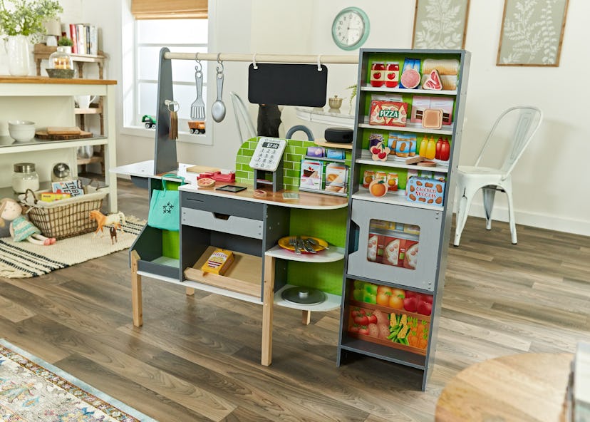 interactive toy kitchen, interactive toy supermarket, alexa