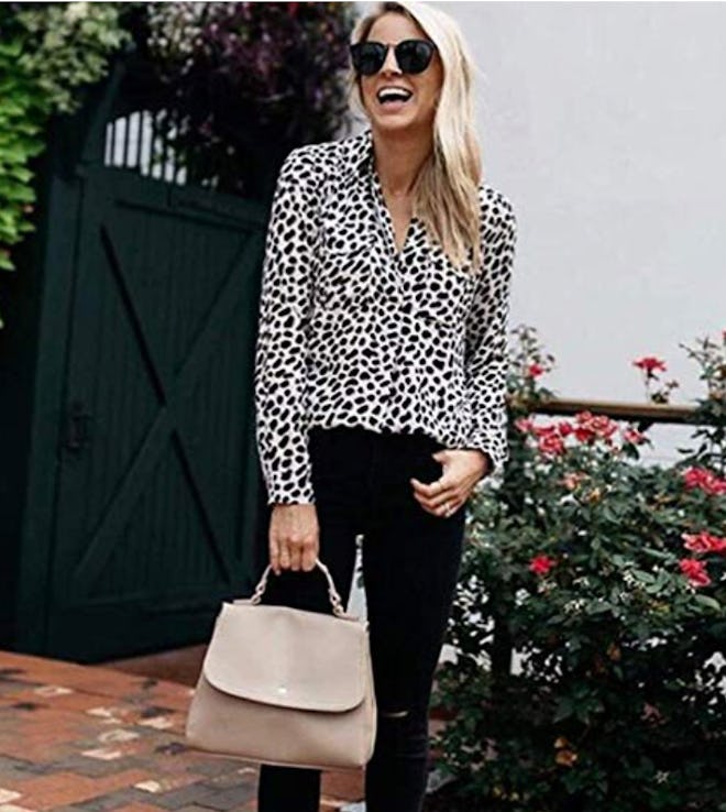 ECOWISH V-Neck Leopard Top