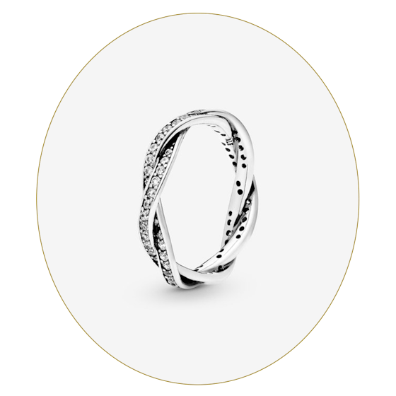 Sparkling Twisted Lines Ring