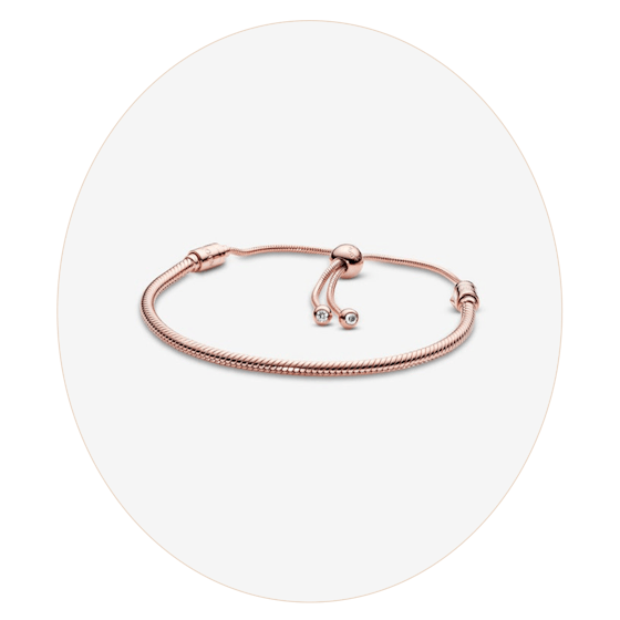 Pandora Moments Snake Chain Slider Bracelet in Rose Gold