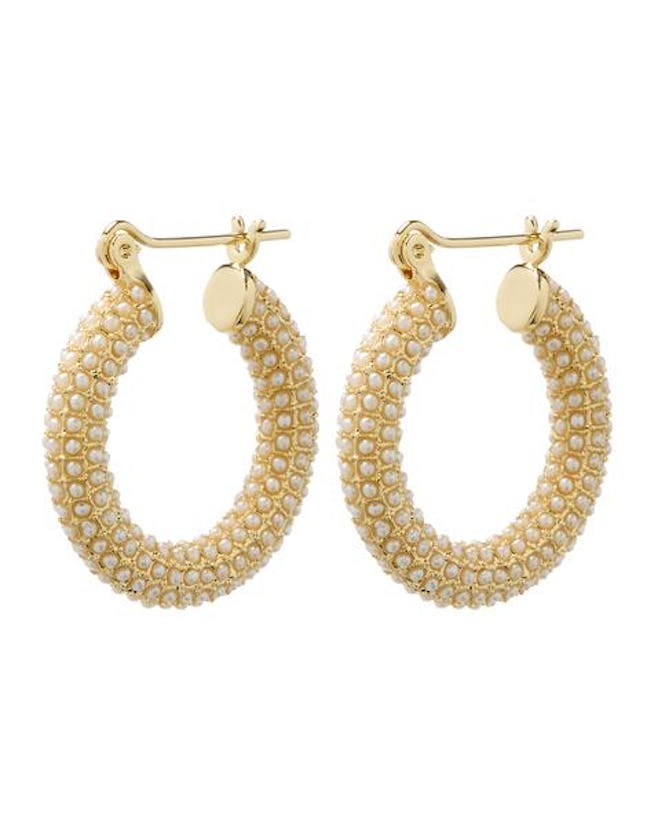 Pearl Pave Baby Amalfi Hoops