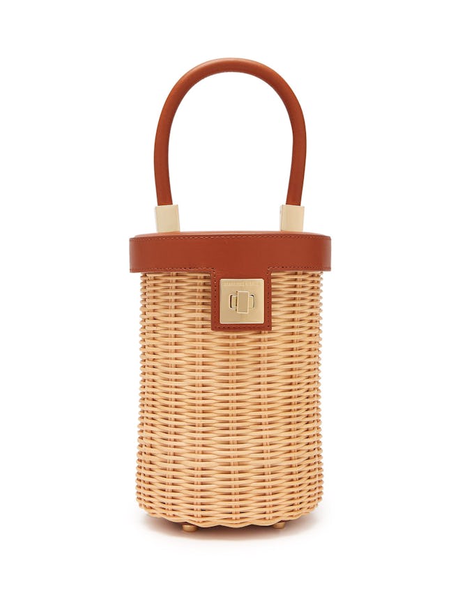 The Cylinder Wicker And Leather Bag
