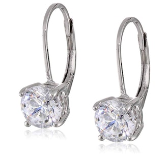 Amazon Collection Platinum-Plated Sterling Silver Swarovski Zirconia Earrings