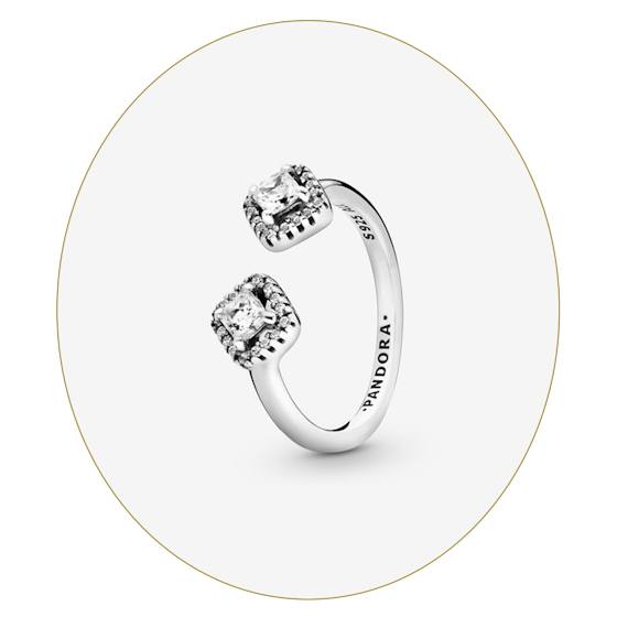 Square Sparkle Open Ring