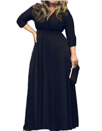 POSESHE V-Neck Long Sleeve Maxi Dress