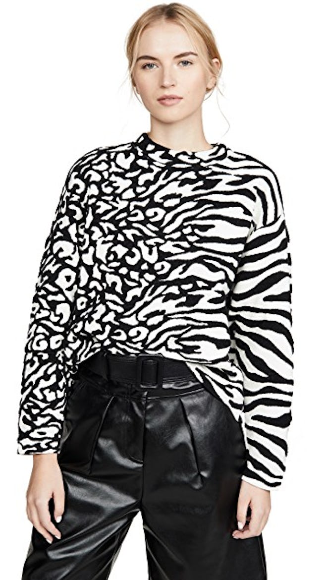 Animal Jacquard Cropped Pullover