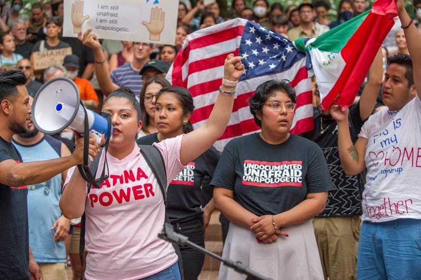 At a 2017 rally, one activist wears a T-shirt reading ‘Undocumented and Unafraid.’