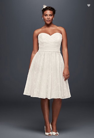 Strapless Lace Plus Size Short Wedding Dress