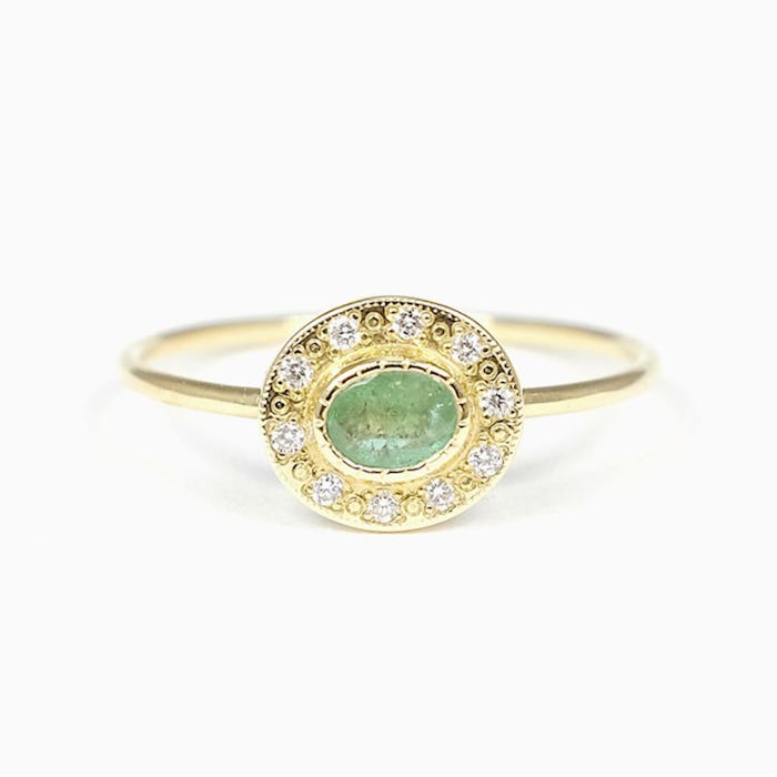 Emerald Halo Ring