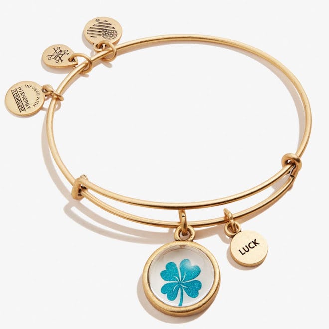 Alex and Ani Four Leaf Clover and Luck Mantra Duo Charm Bangle 