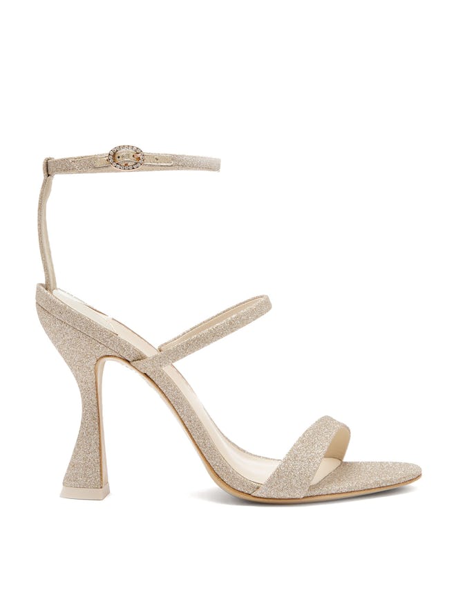 Rosalind Hourglass Glittered-Leather Sandals
