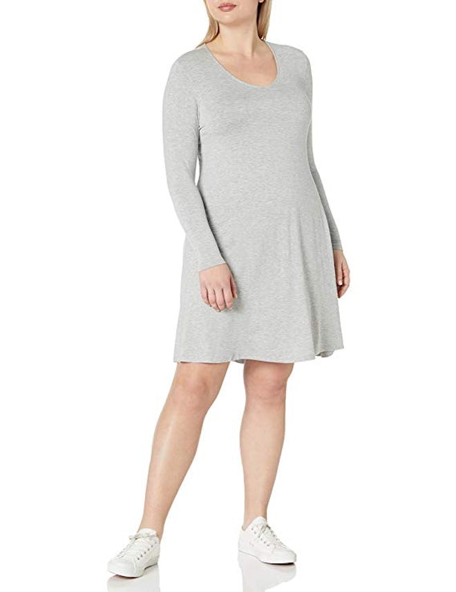 Daily Ritual Women's Plus Size Jersey Long-Sleeve V-Neck Dress