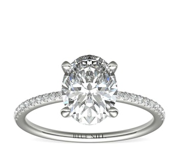 2ct Oval Pavé Engagement Ring in Platinum