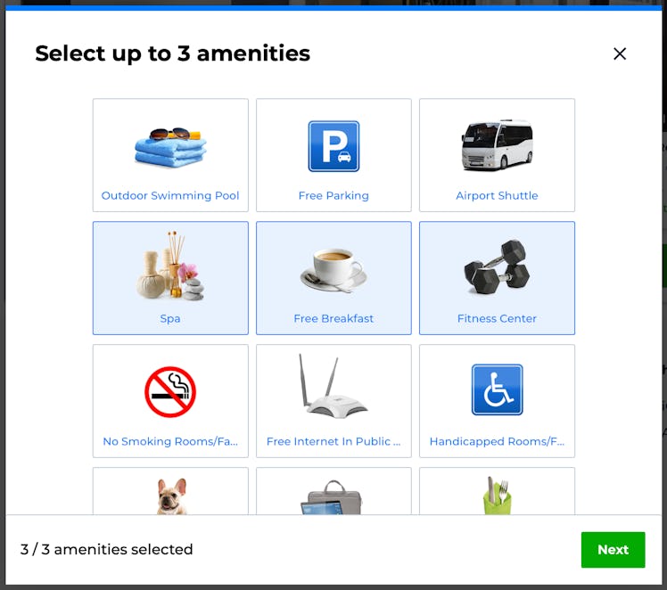 Priceline's Pricebreakers feature allows you to select up to three amenities and customize your sear...